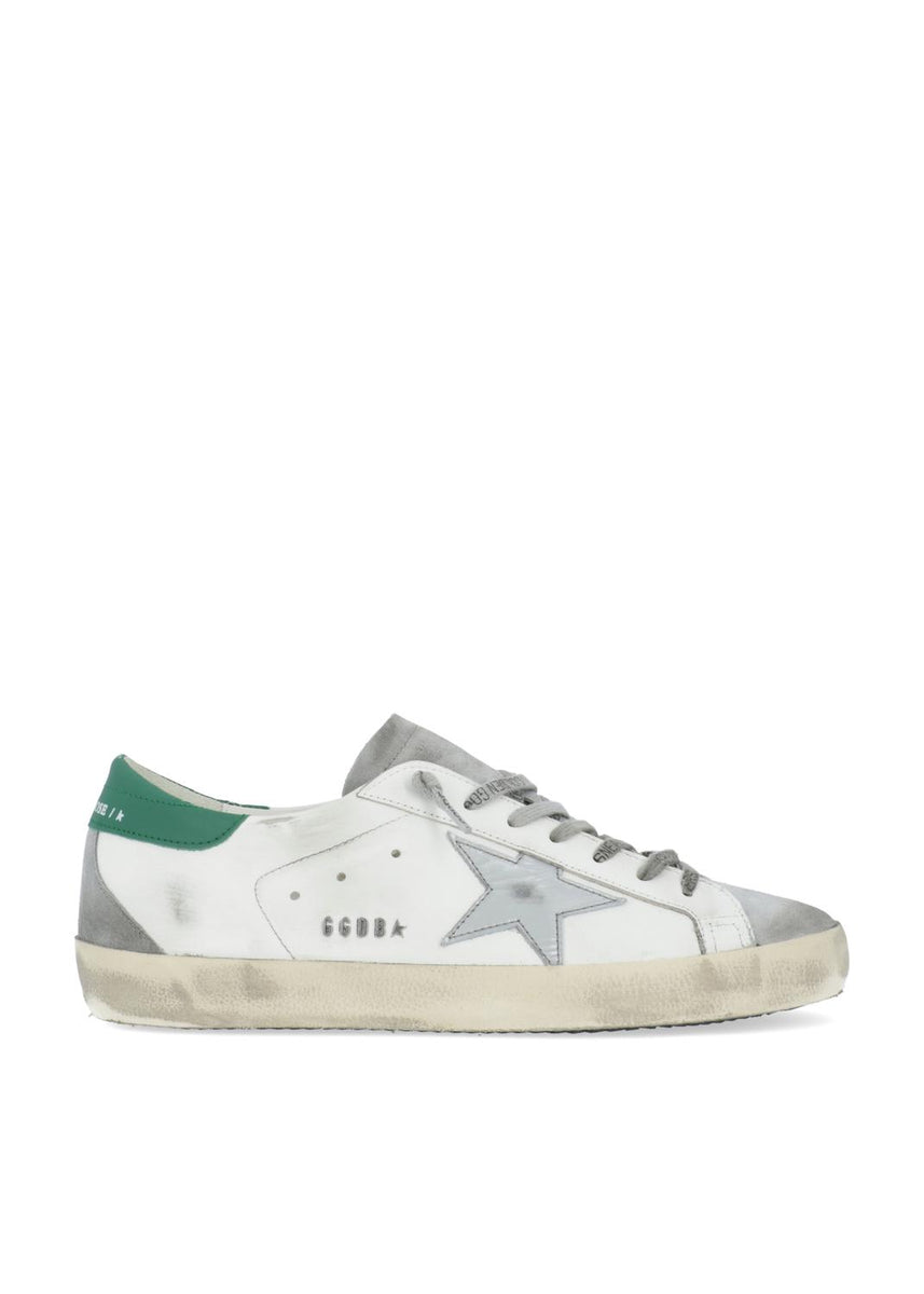 Golden goose white cheap & green superstar sneakers