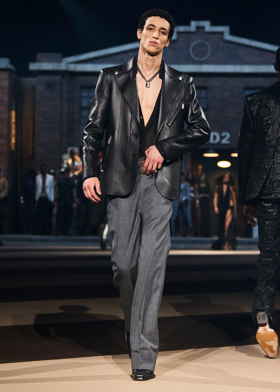 Dsquared2 Leather Biker Blazer DSQ-71BN0979