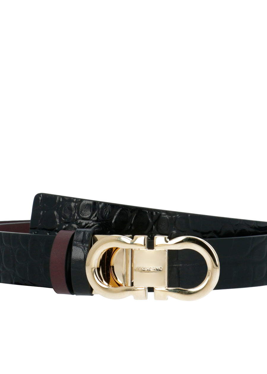 FERRAGAMO cinturón ajustable y reversible Gancini FRG-230294