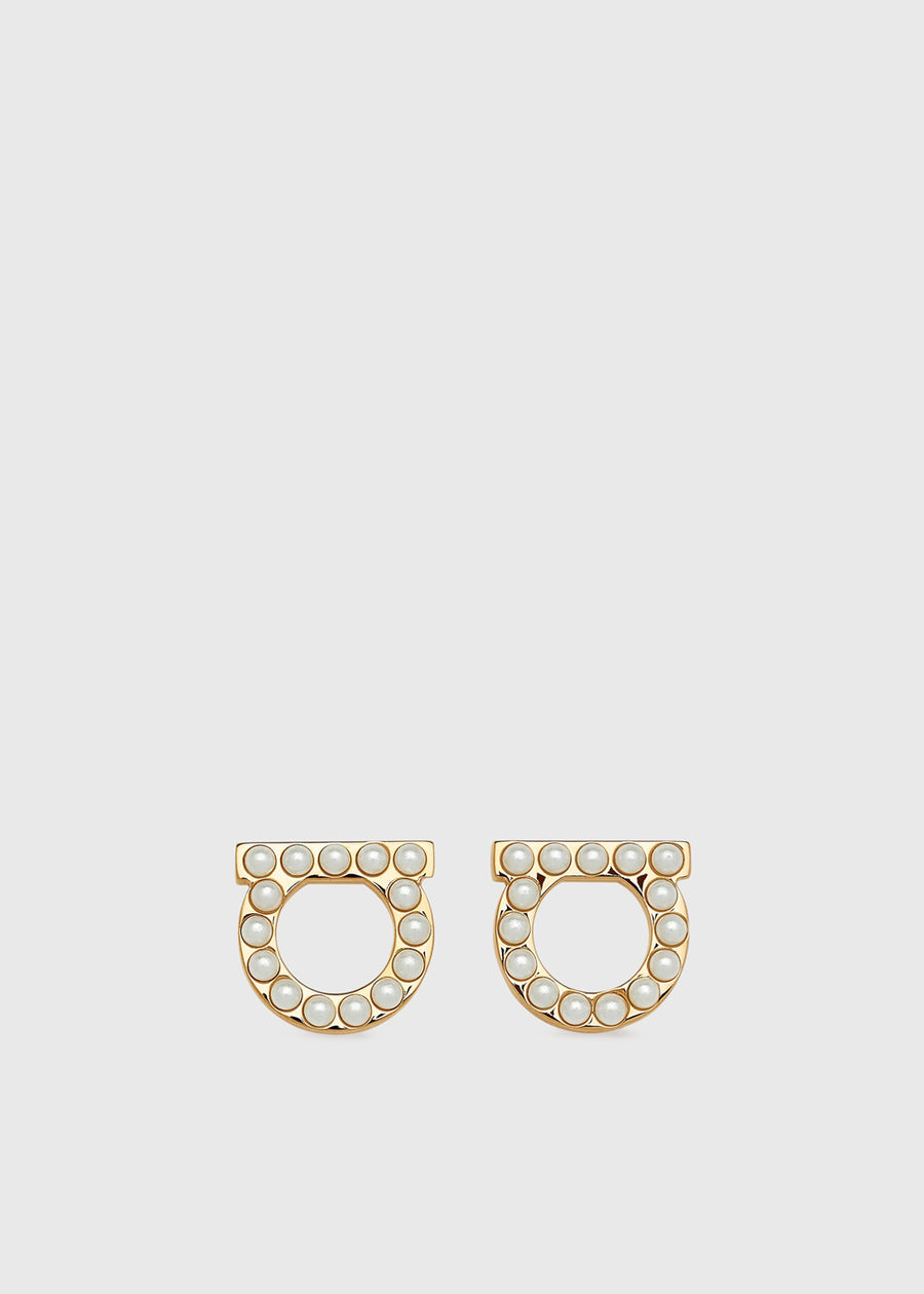 Ferragamo Aretes de Gancini con perlas FRG-760125