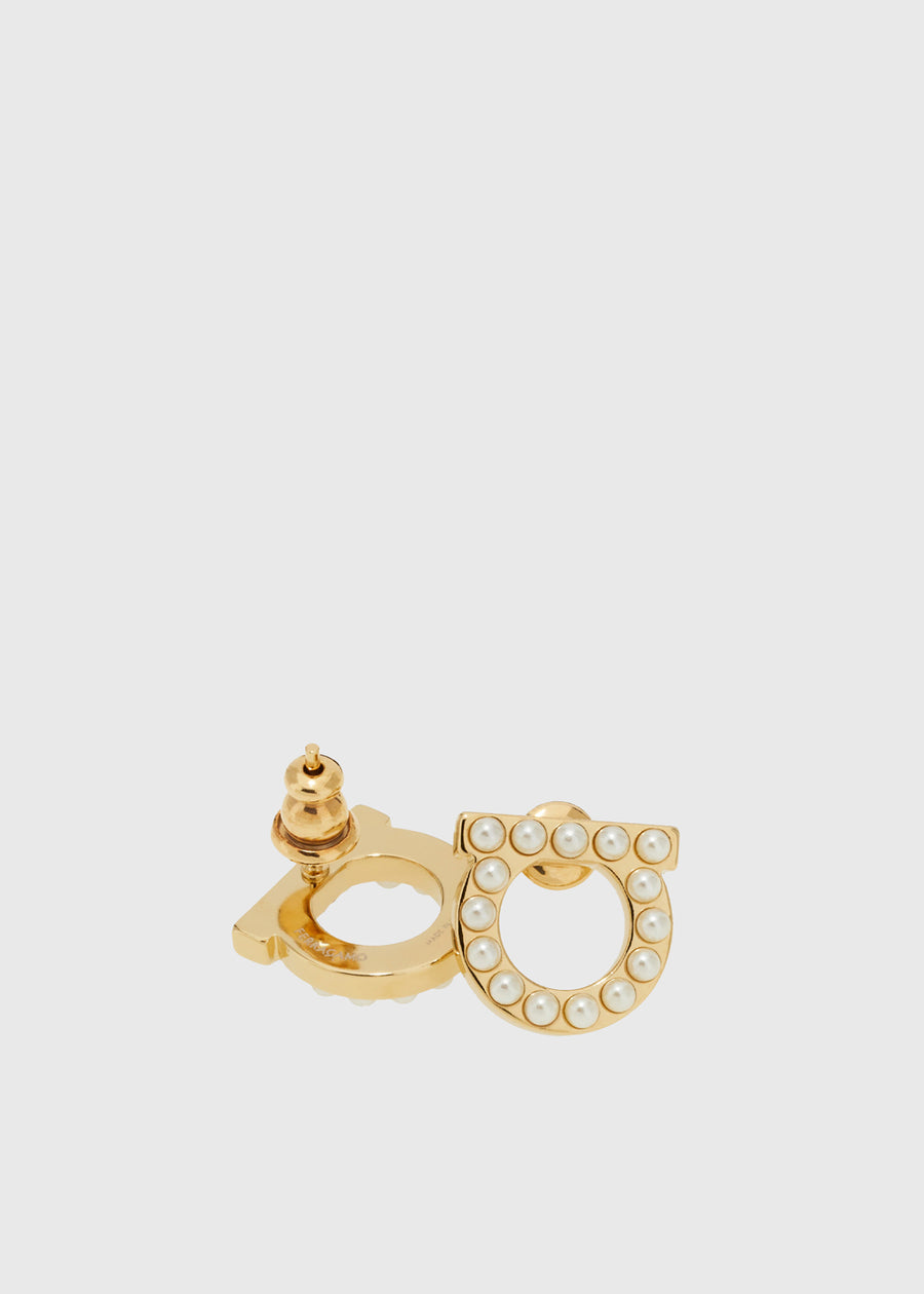 Ferragamo Aretes de Gancini con perlas FRG-760125