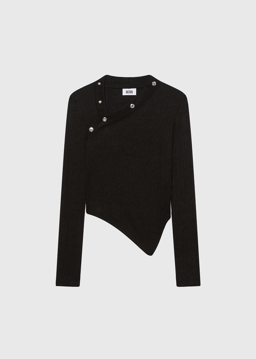 GCDS Blusa asimétrica punto acanalado GCD-W2806KJ5