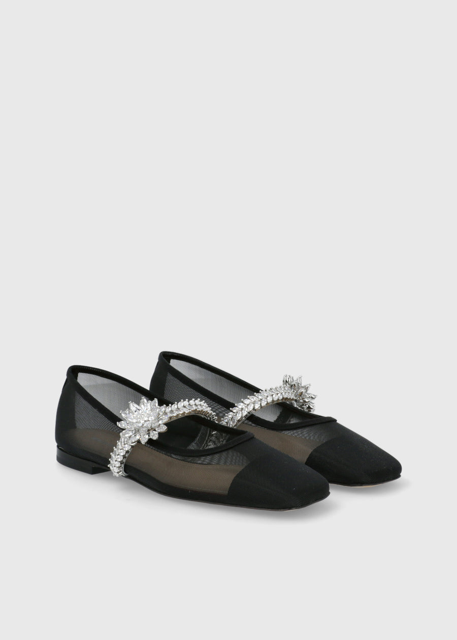 Mach & Mach Ballerinas Lotus Flower Jewelled MYM-S0913