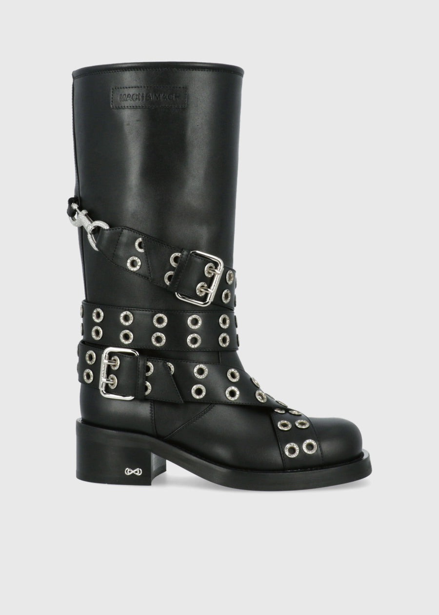 Mach & Mach Botas Biker Buckle Belt Vintage MYM-S0977