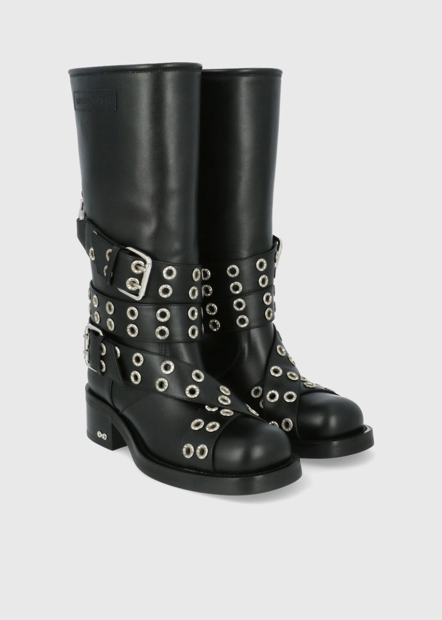 Mach & Mach Botas Biker Buckle Belt Vintage MYM-S0977