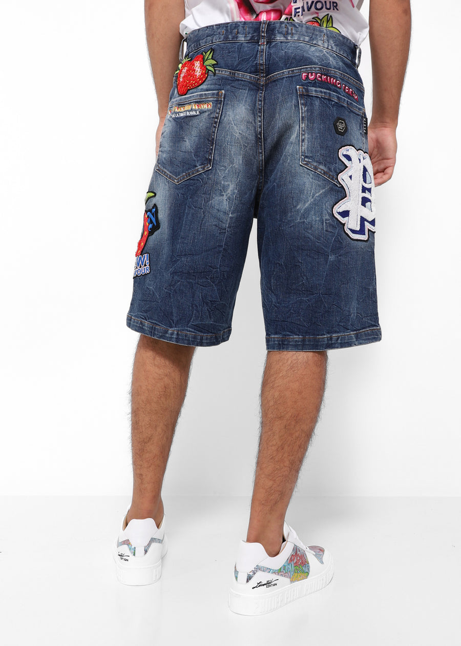 Philipp Plein Shorts denim con parches PLP-MDT3801