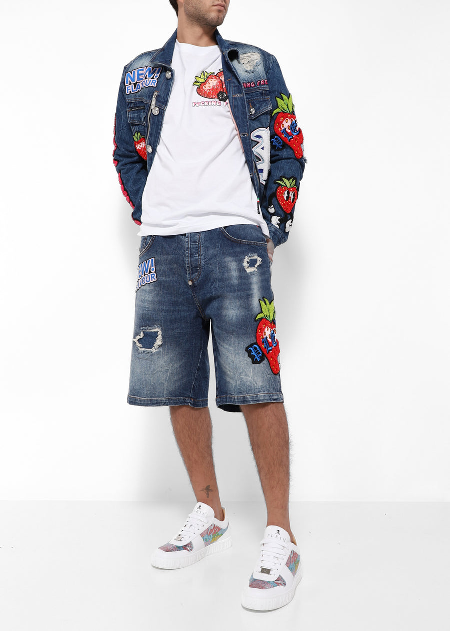 Philipp Plein Shorts denim con parches PLP-MDT3801