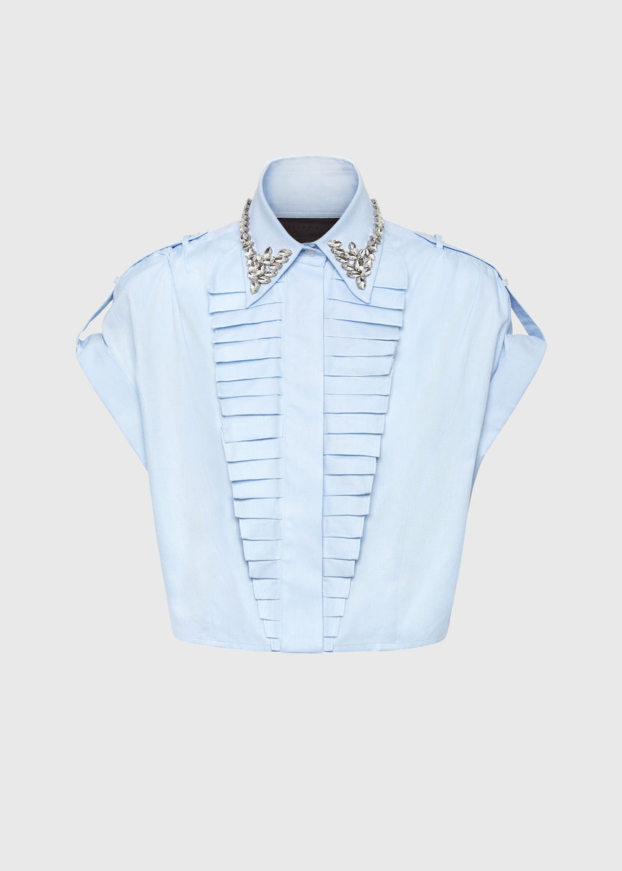 Philipp Plein Top Volant Cropped Ss Strass PLP-WRP0494