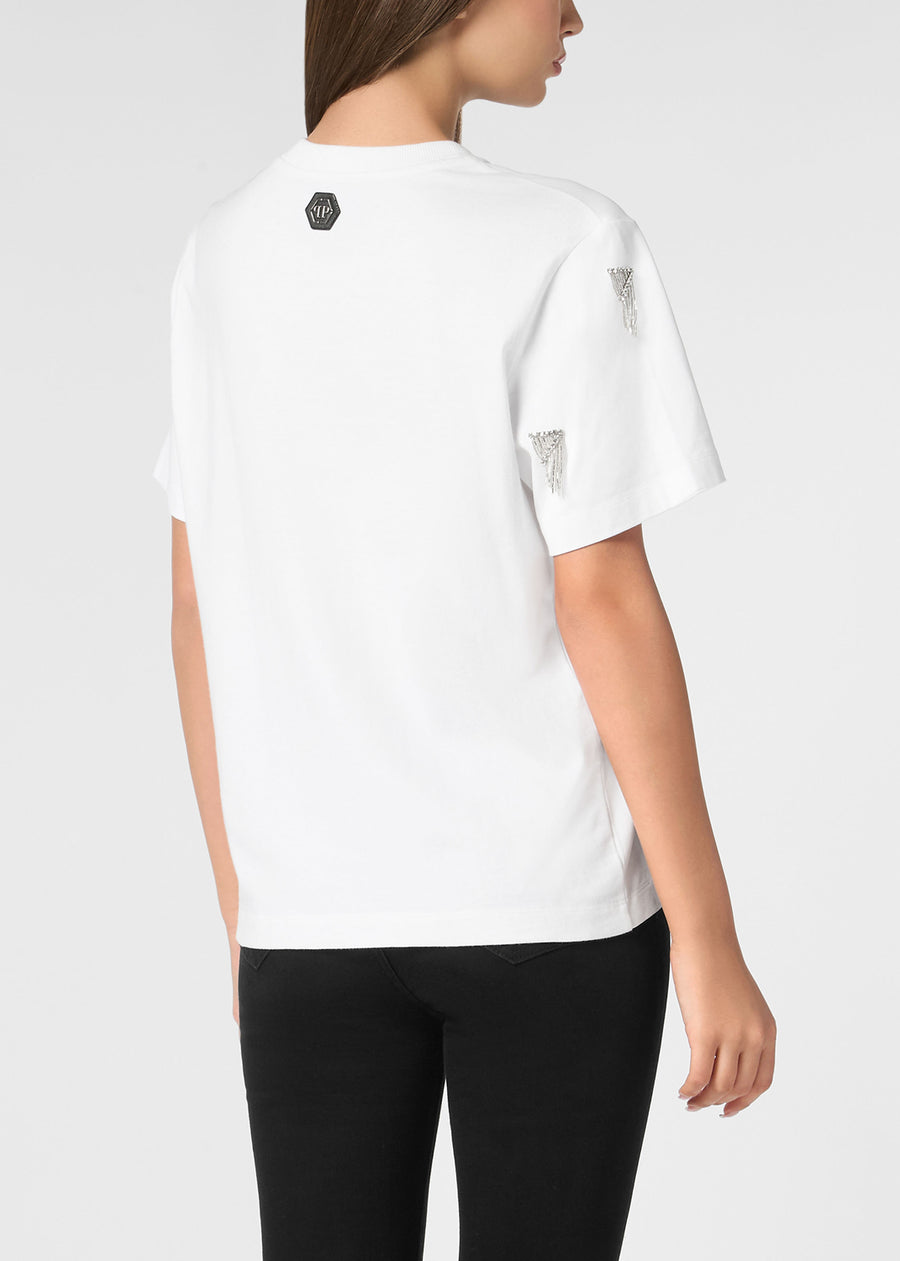 Philipp Plein T-shirt con flecos PLP-WTK3578