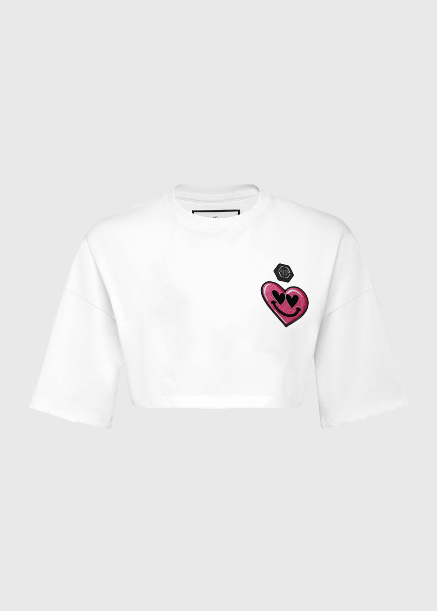 Philipp Plein T-shirt Cropped Round Neck SS Patche PLP-WTK3605