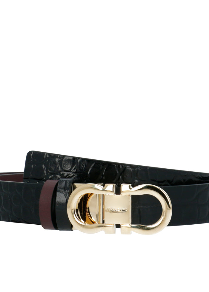 FERRAGAMO cinturón  ajustable y reversible Gancini FRG-230294