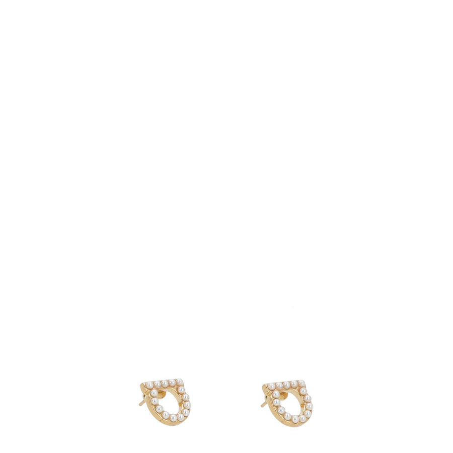 Ferragamo Aretes de Gancini con perlas FRG-760125