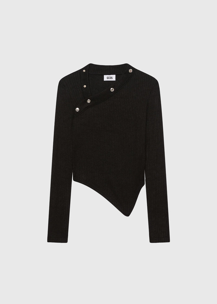 GCDS Blusa asimétrica punto acanalado GCD-W2806KJ5