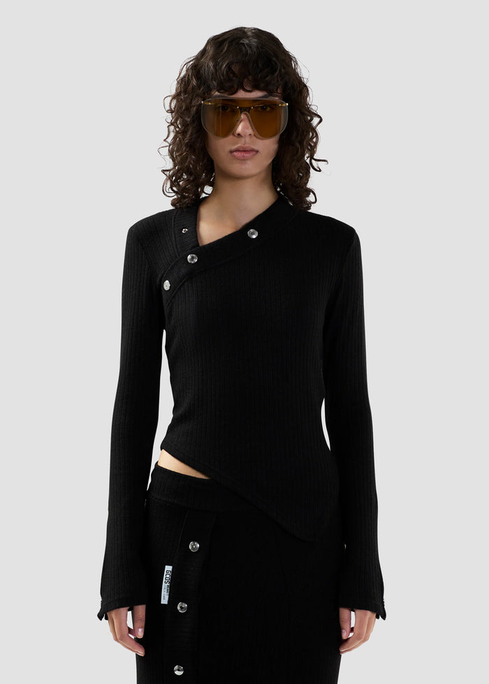 GCDS Blusa asimétrica punto acanalado GCD-W2806KJ5