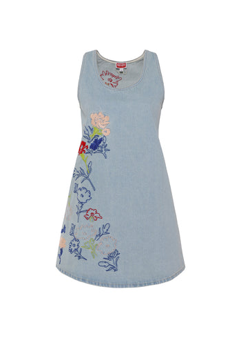 Kenzo Vestido denim bordado KNZ-DR2516B4