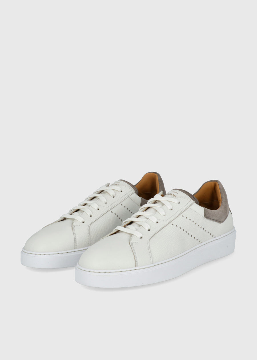 Sneakers Magnanni en Blanco con Franja Café MGN-25092