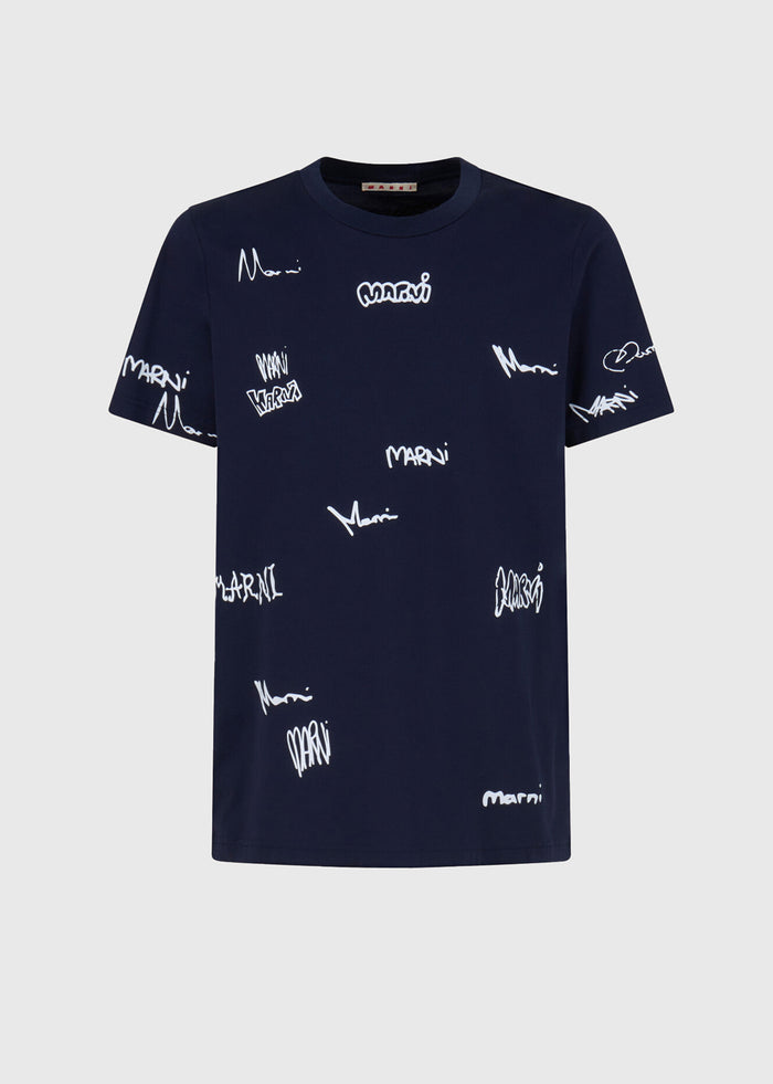 Marni T-Shirt con estampado de logo distorsionado MRI-HUMU0198