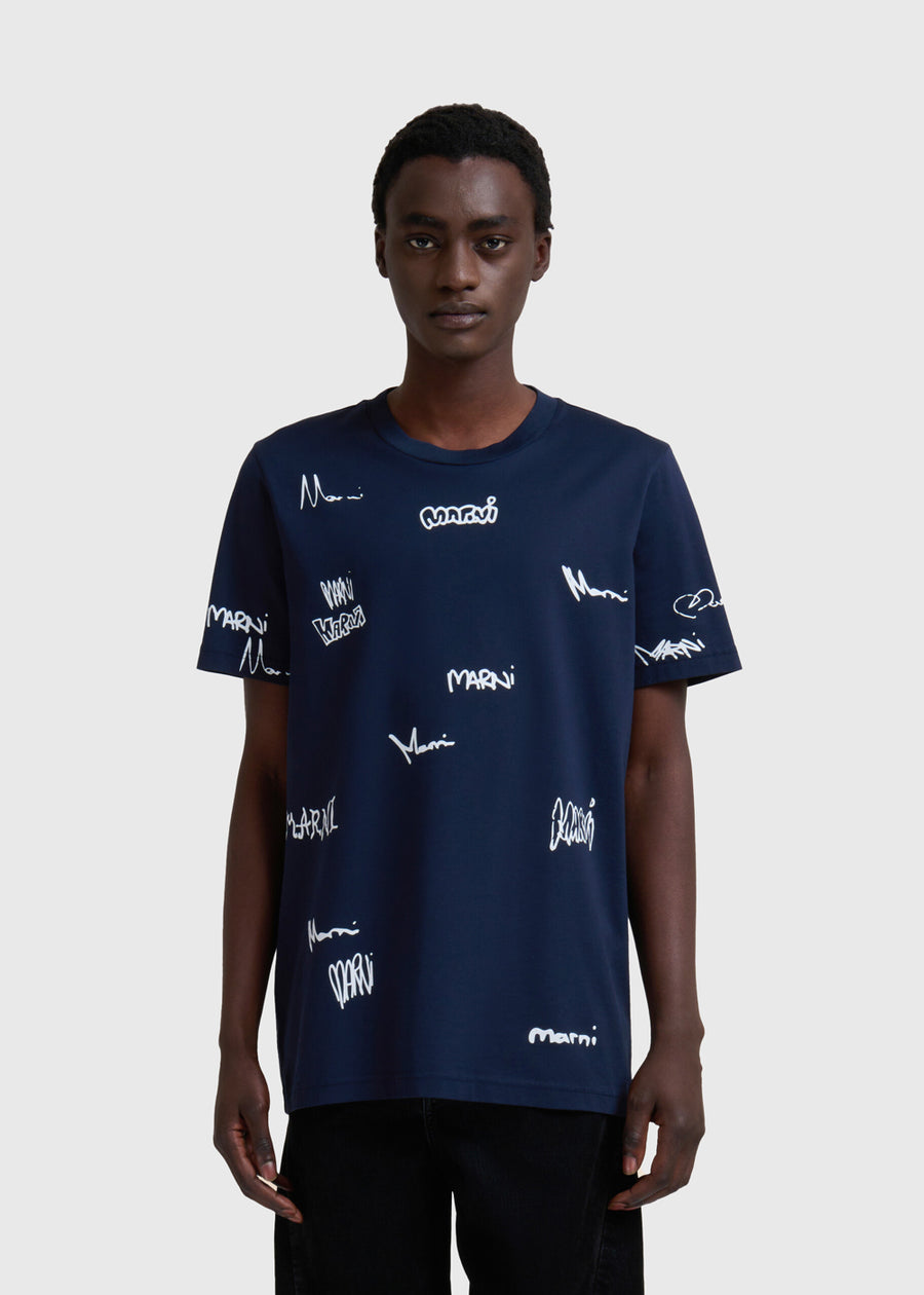 Marni T-Shirt con estampado de logo distorsionado MRI-HUMU0198