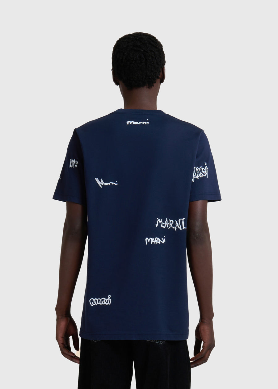 Marni T-Shirt con estampado de logo distorsionado MRI-HUMU0198