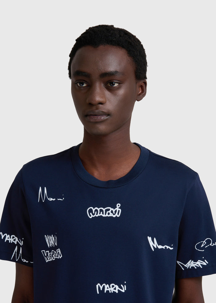 Marni T-Shirt con estampado de logo distorsionado MRI-HUMU0198