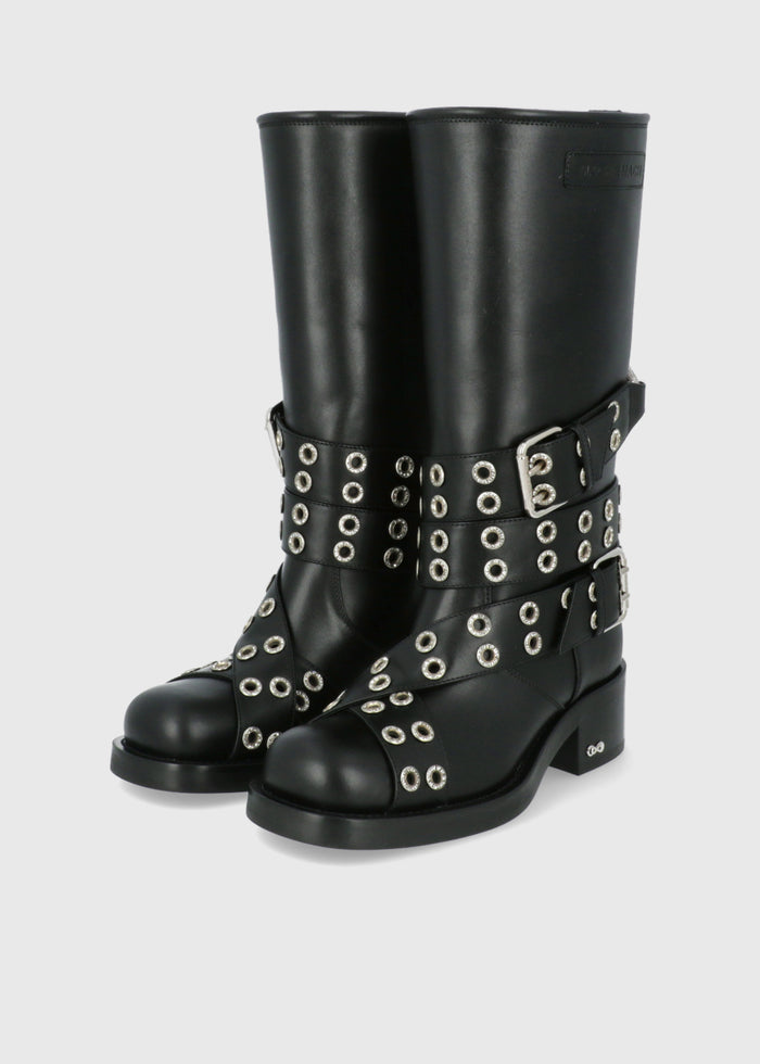 Mach & Mach Botas Biker Buckle Belt Vintage MYM-S0977