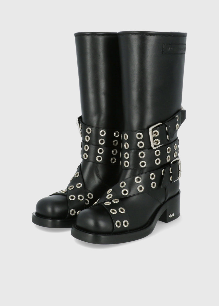 Mach & Mach Botas Biker Buckle Belt Vintage MYM-S0977