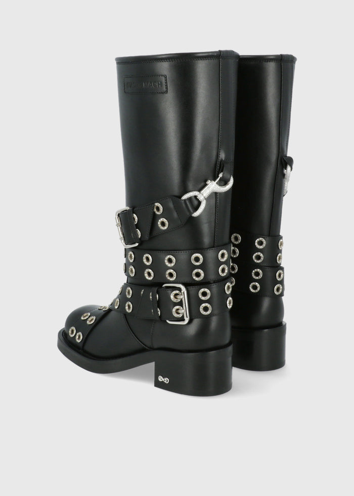 Mach & Mach Botas Biker Buckle Belt Vintage MYM-S0977