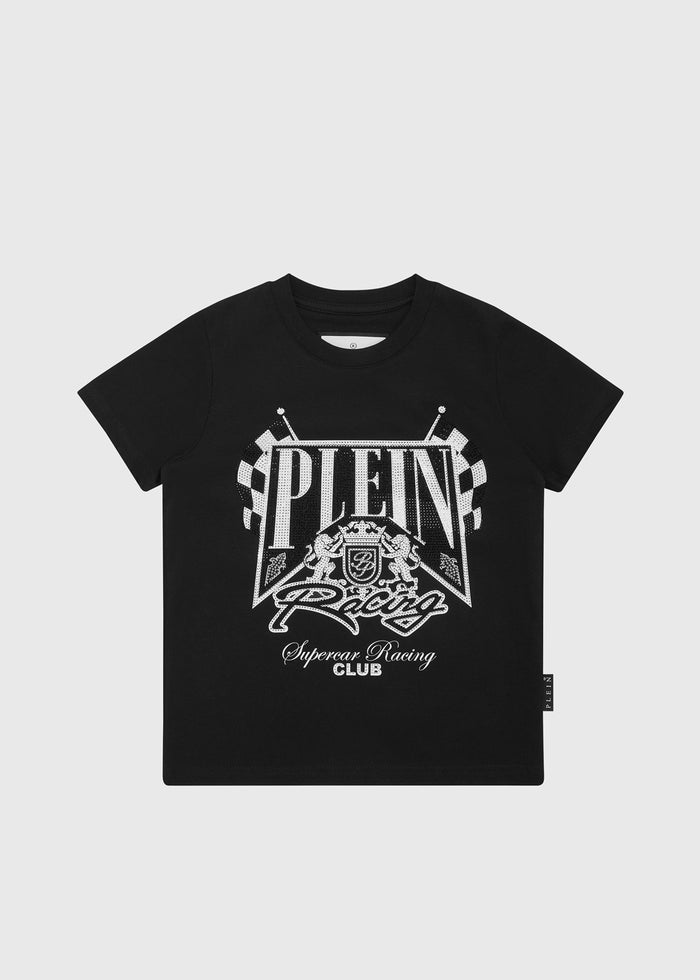 Philipp Plein T-shirt Round Neck SS Strass Racing  PLP-BTK1349