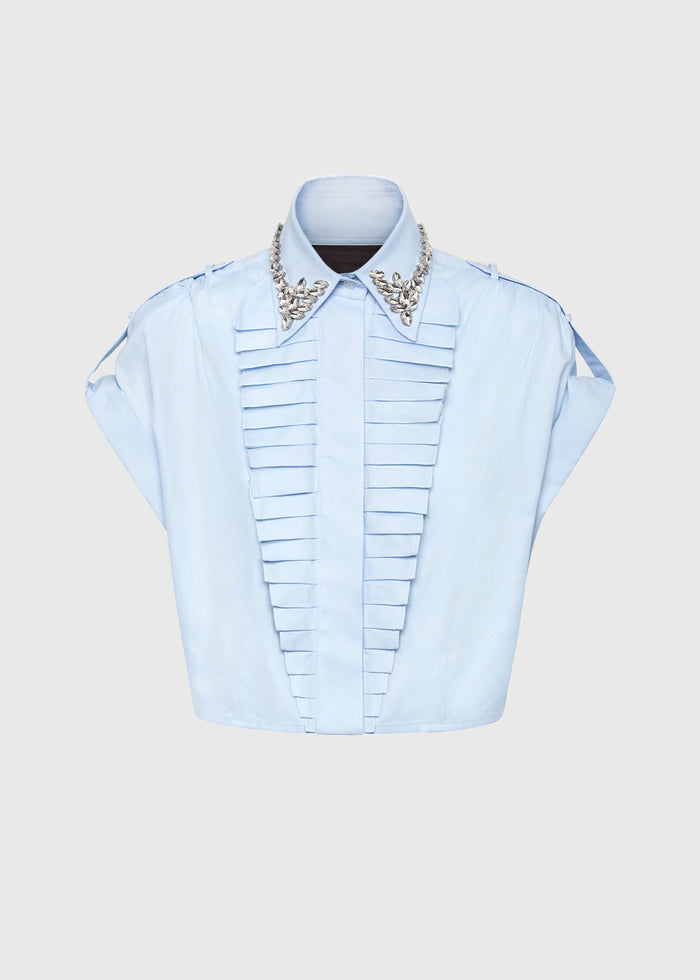 Philipp Plein Top Volant Cropped Ss Strass PLP-WRP0494