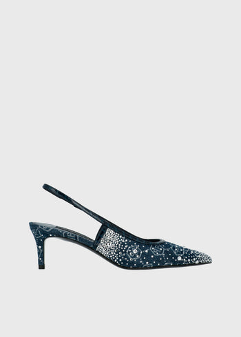 Philipp Plein Slingbacks Monogram Strass denim PLP-WSD0721