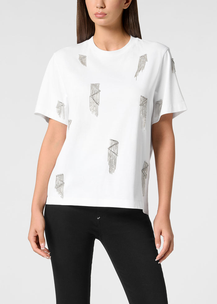 Philipp Plein T-shirt con flecos PLP-WTK3578