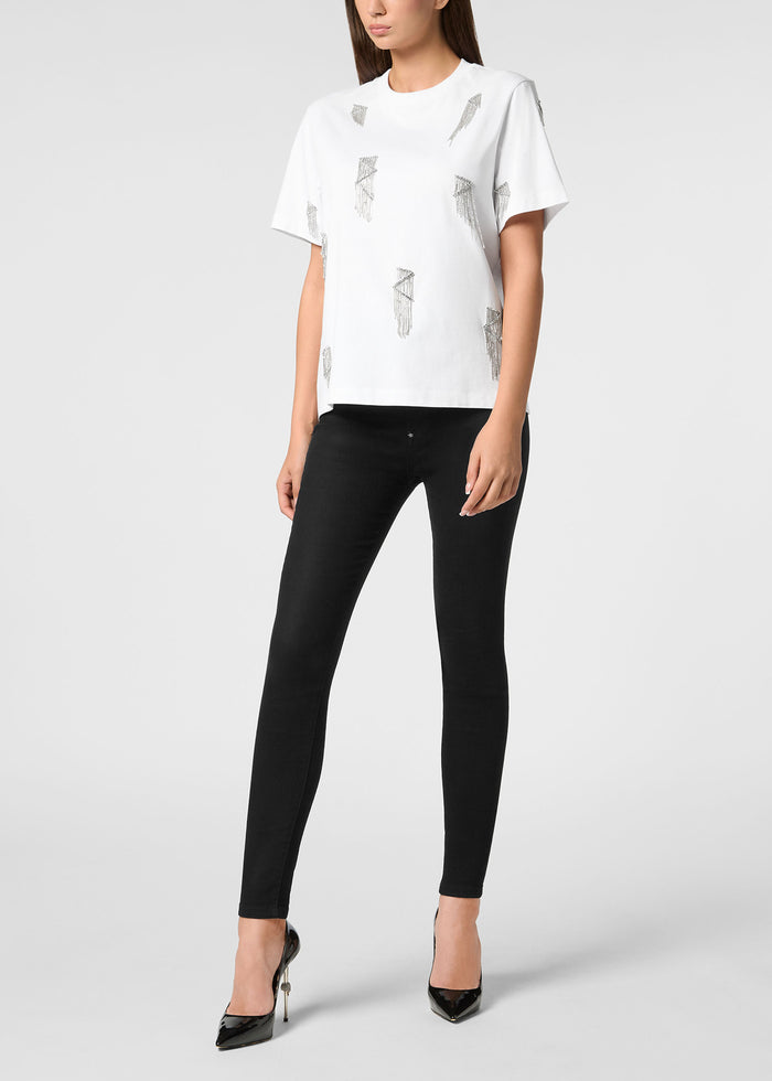 Philipp Plein T-shirt con flecos PLP-WTK3578